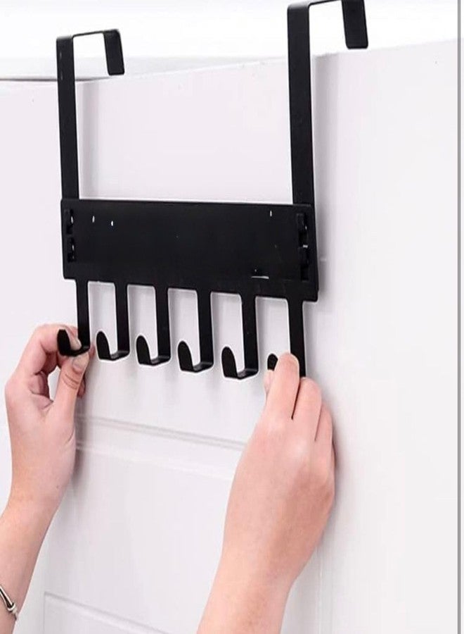 علاقة ملابس روريان قطعة واحدة تُعلق فوق الباب، تصميم بـ 7 خطافات، علاقة متعددة الاستخدامات مثالية لتنظيم الملابس، علاقات أبواب مثالية للملابس والإكسسوارات، مصنوعة من معدن كربوني متين للمنزل (عبوة من قطعة واحدة) - Image 5